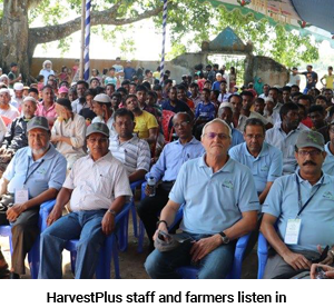 HarvestPlus staff and farmers listen in